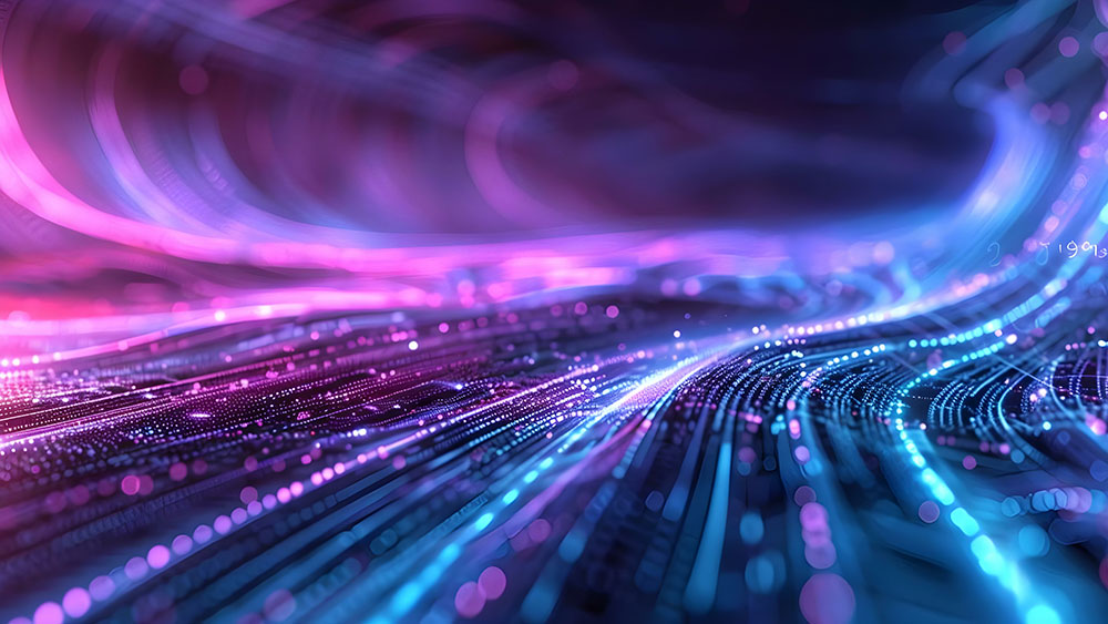 Illustration de l'IA via du code rose et bleu