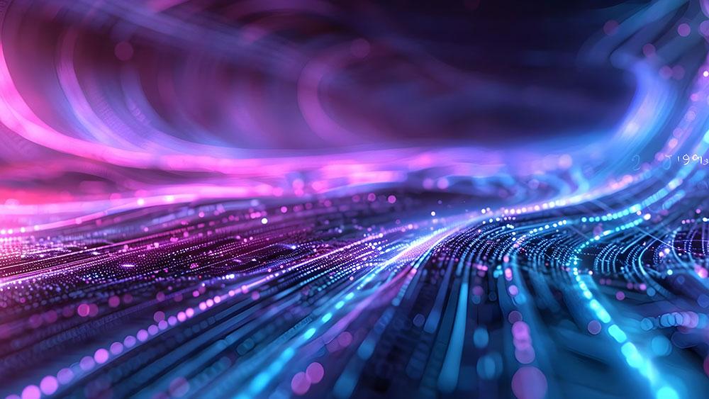 Illustration de l'IA via du code rose et bleu